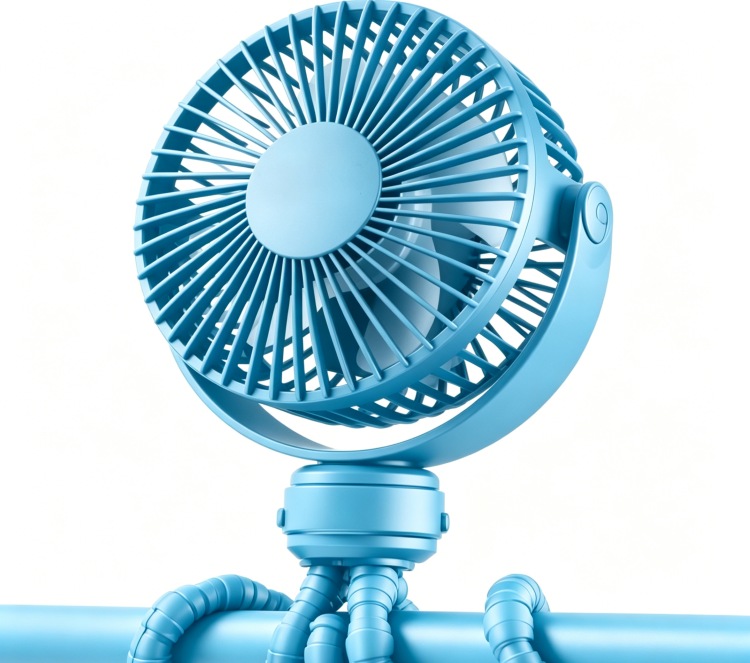 Portable Stroller Fan, Battery Operated Clip-On Fan, 3-Speed Rechargeable, 360° Flexible Octopus Tripod, Cooling for Car Seat, Crib, Treadmill, Travel, Stroller (blue)