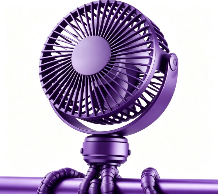 Portable Stroller Fan, Battery Operated Clip-On Fan, 3-Speed Rechargeable, 360° FlexibleOctopus Tripod, Cooling for Car Seat, Crib, Treadmill, Travel, Stroller (Purple)