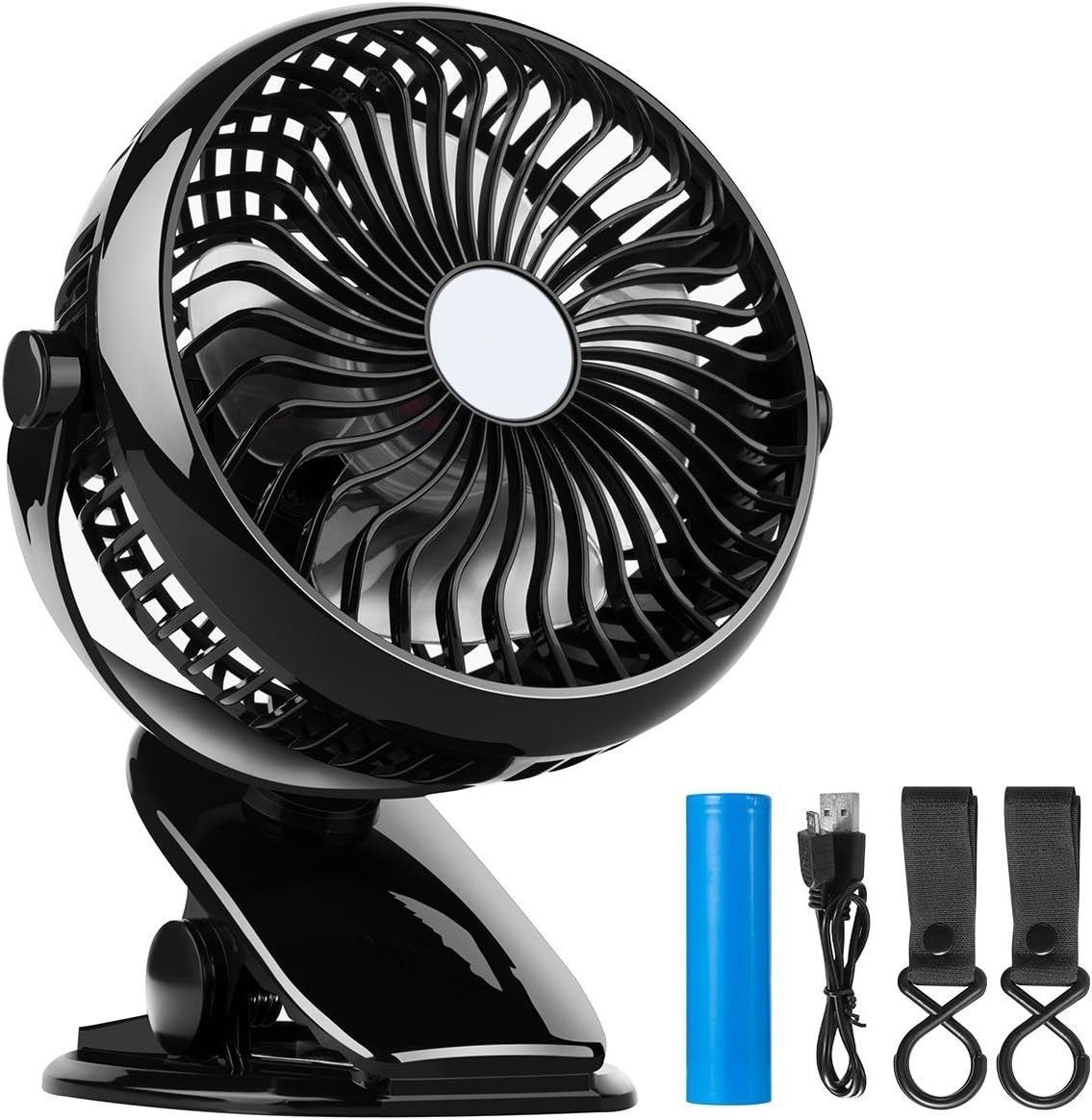 Battery Operated Fan, Clip on Fan, Portable/Rechargeable/Desk/Stroller Fan with 360 Degree Rotation, 2600mAh Battery for Baby Stroller, Car, Gym, Office, Outdoor, Traveling, Camping
