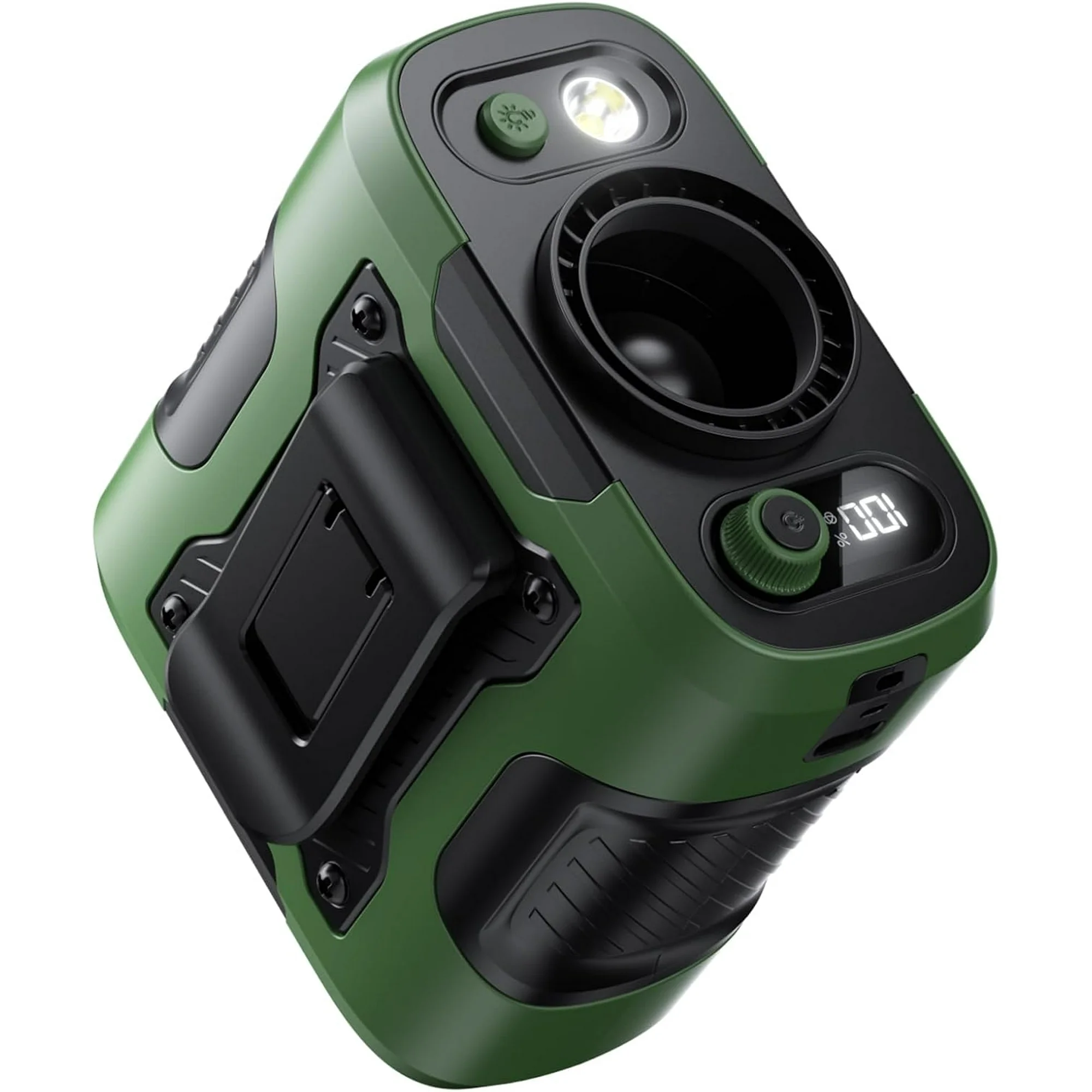 Portable Waist Fan Clip on with Light, 12M/S Quiet & Powerful Silencer Motor, 100 Speeds Wearable Belt Personal Shirt Fan, Digital Display, Upto 24H Cooling and Heatstroke Prevention
